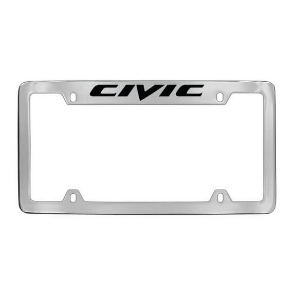 Honda Civic Chrome Plated Metal Top Engraved License Plate Frame Holder