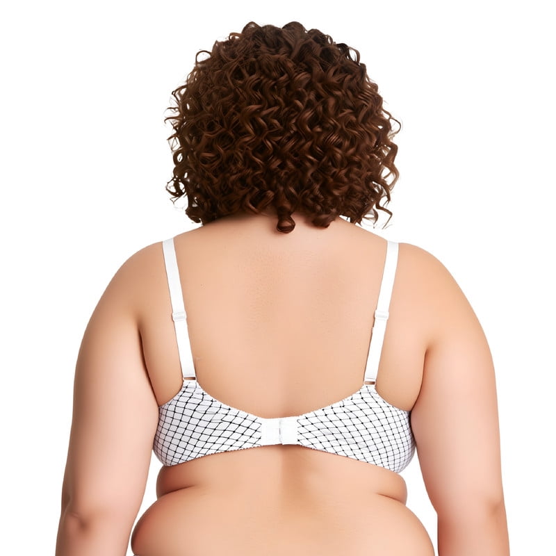 Curve Muse Women's Minimizer Unlined Underwire Bra With Lace Embroidery-2 pack-Buttermilk Print,Blue Print-34B