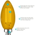 thumbnail image 5 of Luxrite E12 LED Filament Yellow Light Bulbs, 4.5W=40W, Colored Glass Candelabra Bulb, UL, E12, Decoration, Party 6 Pack, 5 of 7