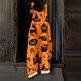 thumbnail image 5 of JULMCOMO Halloween Jumpsuits for Women Cotton Linen Bat Pumpkin Ghost Printed Spaghetti Strap Holiday Jumpsuits Plus Size Loose Cute Print Overalls Yellow S, 5 of 5