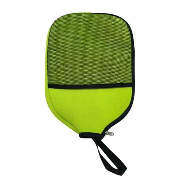 Bolsa de almacenamiento para pala de pickleball, neopreno, con cremallera, ligera y portátil. Verde fluorescente