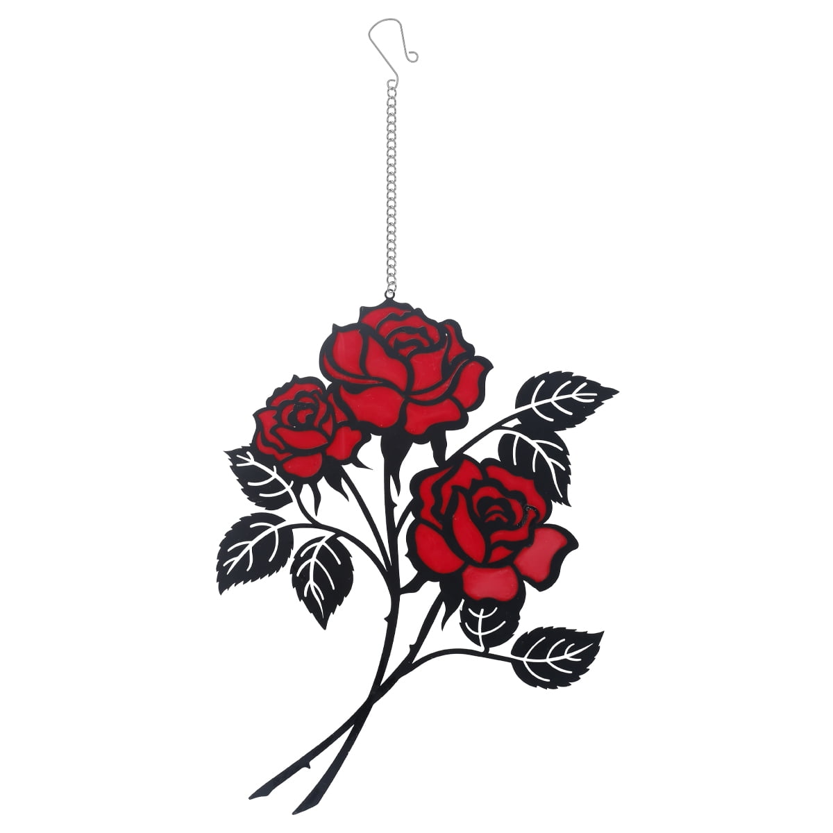 JTWEEN Metal Rose Wall Decor,16.14*7.87in Black Creative Metal Rose