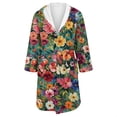 thumbnail image 4 of Women's Fleece Plush Robe Long Warm Plush Bathrobe Loungewear Jacket Printed Comfort Robe, 4 of 5