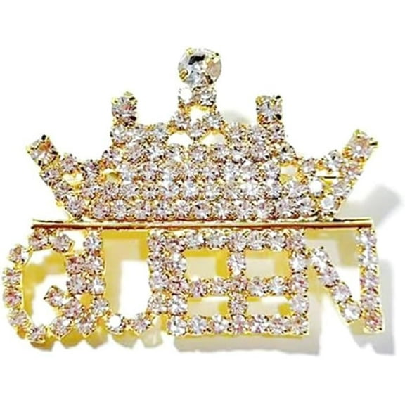 Queen Crown Brooch Pins for Women Gold Silver Rhinestone Letter Corsage Fahion Bling Crystal Princess Lapel Pin for Clothing Dress Bridal Wedding Party Banquet Decor Elegant Jewelry Accessory