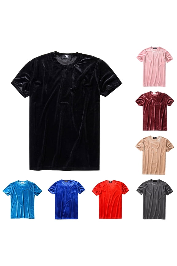 Mens Velvet Velour Fashion Hop Slim Short Sleeves T Shirts Men T Shirts Graphic Design XXL