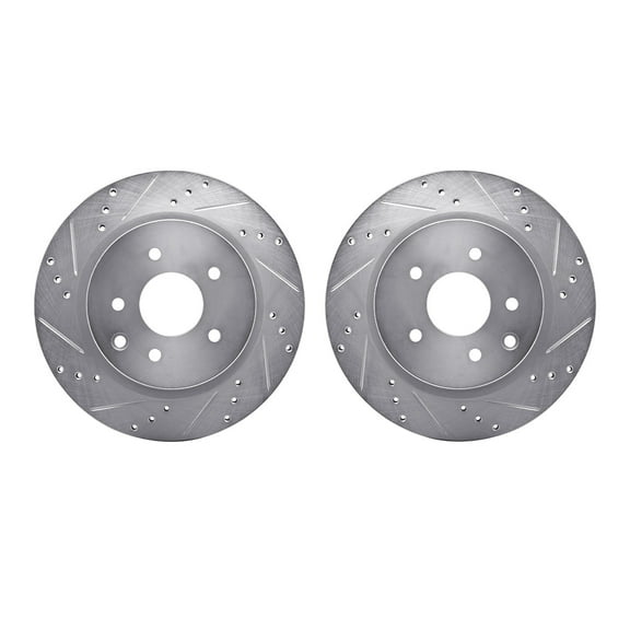 Dynamic Friction Company Rear Brake Rotors-Drilled and Slotted-Silver 7002-67078