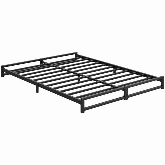 Towallmark Queen Size Bed Frame, 6 Inch Metal Platform Frame With Steel Slats, Heavy Duty Mattress Foundation, No Box Spring Needed, Easy Assembly, Black