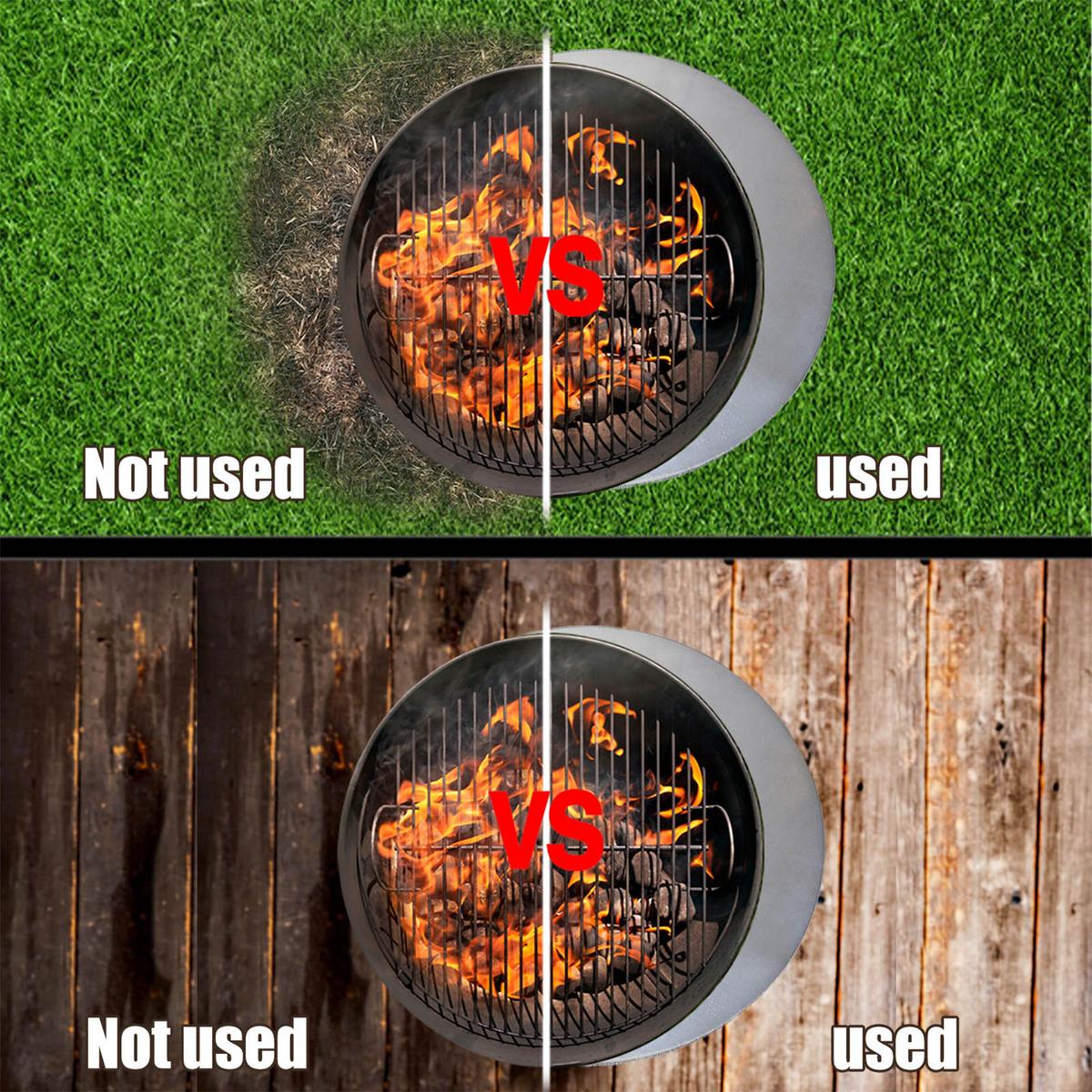 Famure Fire Pit Mat for Under Fire Pit40 Inches Silver Round Fire Pit
