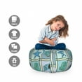 thumbnail image 2 of Starfish Storage Toy Bag Chair, Marine Patchwork Style Inspired Pattern with Starfishes and Seashells Print, Stuffed Animal Organizer Washable Bag, Large Size, Multicolor, by Ambesonne, 2 of 3
