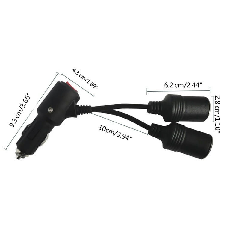 Yammee 12V 24V Cigarette Lighter Splitter Adapter w/ On Off Switch, Car Cigarette  Lighter 1 Male to 2 Female Sockets Y Splitter