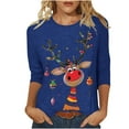 thumbnail image 2 of Miluxas Christmas Shirts for Women 2024 Women's Christmas Fashion Printed T-shirt 3/4 Sleeves Blouse Round Neck Casual Tops Y-Blue 12(XXL), 2 of 4