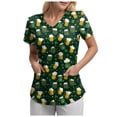thumbnail image 5 of GEWSEY St Patrick Day Shirts Women Holiday-Themed Clover Print Scrub Tops Soft Cozy Nurse Uniform Shirt (Light Yellow, XL), 5 of 8