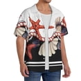 thumbnail image 2 of Daiia Starfishes Shells Men's Linen Shirts Short Sleeve Casual Shirts Button Down Shirt for Men Beach Summer Wedding Shirt-X-Large, 2 of 6