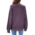 thumbnail image 4 of DYMADE Women Solid Crew Neck Pocket Casual Loose T-shirt Long Sleeve Top, 4 of 4