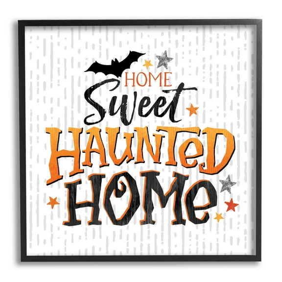 Sweet Haunted Home Patterned Holiday Graphic Art Black Framed Art Print Wall Art