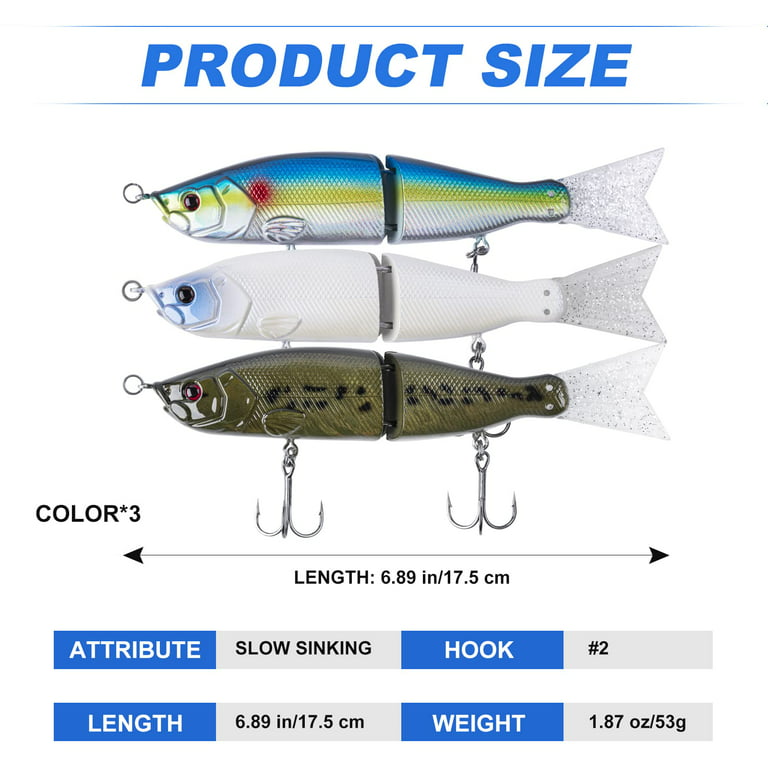 Goture Swimbaits for Bass Fishing, Realistic Bass Fishing Lures - 3pcs  Multi Jointed Bass Lure Bait Kit for Freshwater & Saltwater, Fast Casting  0.99oz/1.76oz/1.87oz 