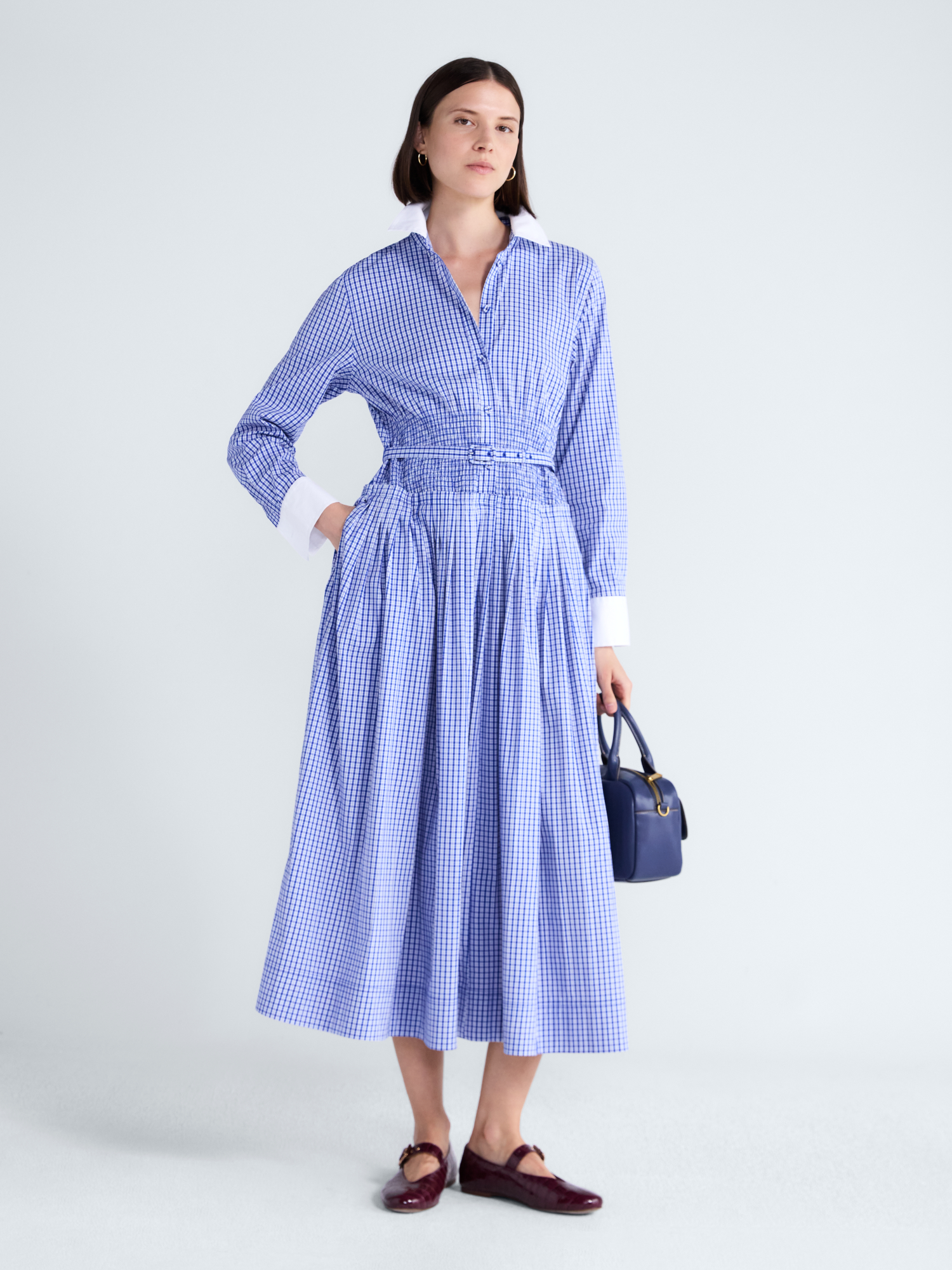 Free Assembly Women's Smocked Gingham Shirtdress photo 1