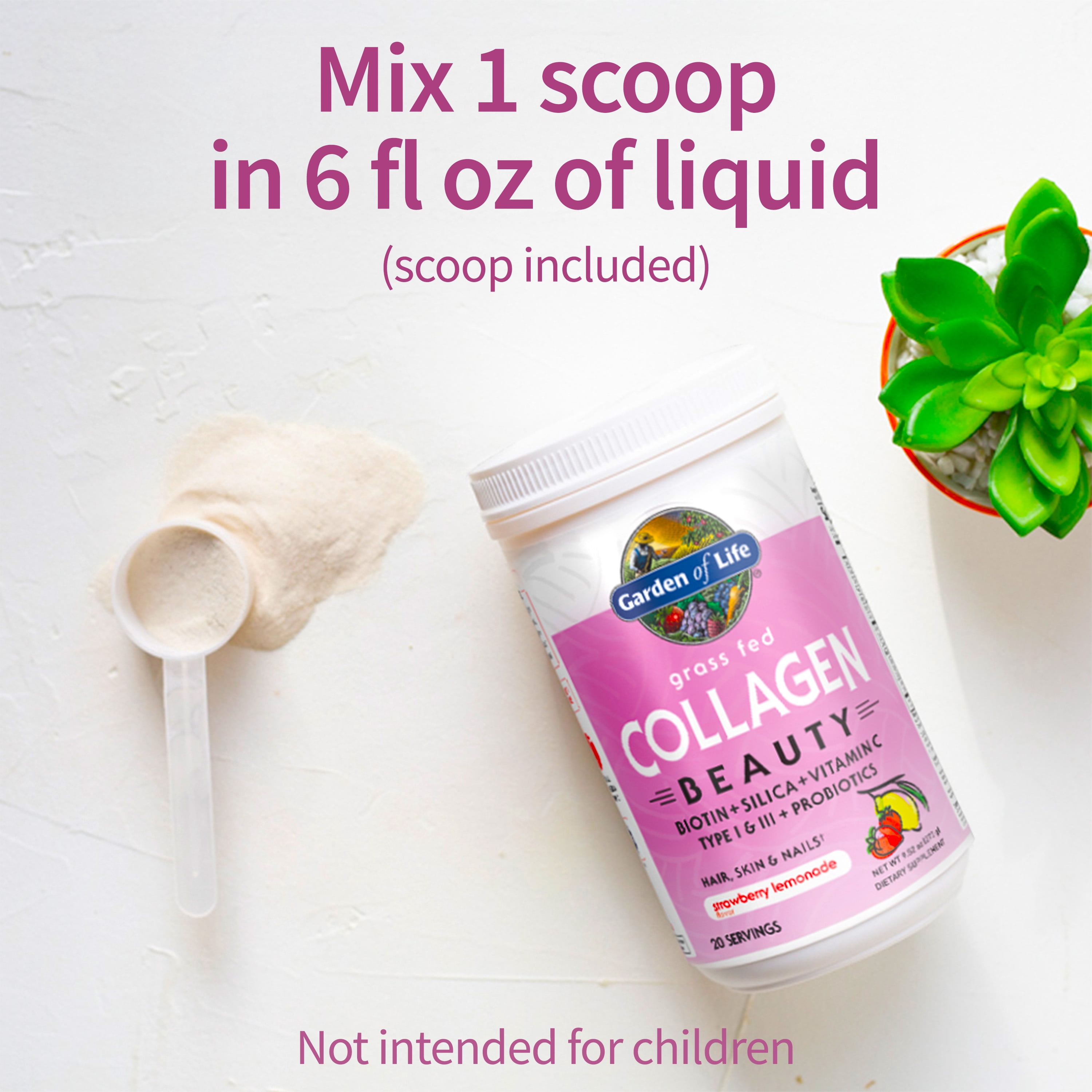 Garden of Life Grass Fed Collagen Beauty, Strawberry Lemonade, 20 Servings