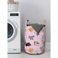 thumbnail image 3 of Cat Laundry Bag, Colorful Kittens Playing with Fish Mice and Yarnball Different Breeds of Feline, Hamper Basket with Handles Drawstring Closure for Laundromats, 13" x 19", Multicolor, by Ambesonne, 3 of 4