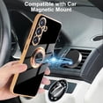 thumbnail image 4 of for Samsung Galaxy A54 5G Case with 2 Screen Protector, Built-in 360 Degree Rotation Ring Magnetic Stand, Luxury Shiny Plating Edge Shockproof Electroplated Protective Cover (Black/Golden), 4 of 12