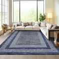 thumbnail image 4 of 9x12 Large Modern Blue Area Rug Distressed Bordered Rug Soft Non Shedding Floor Carpet, Geometric Rug, Washable Non Slip Rug, Low Pile Indoor Area Rug for Living Room, Bedroom, 4 of 20