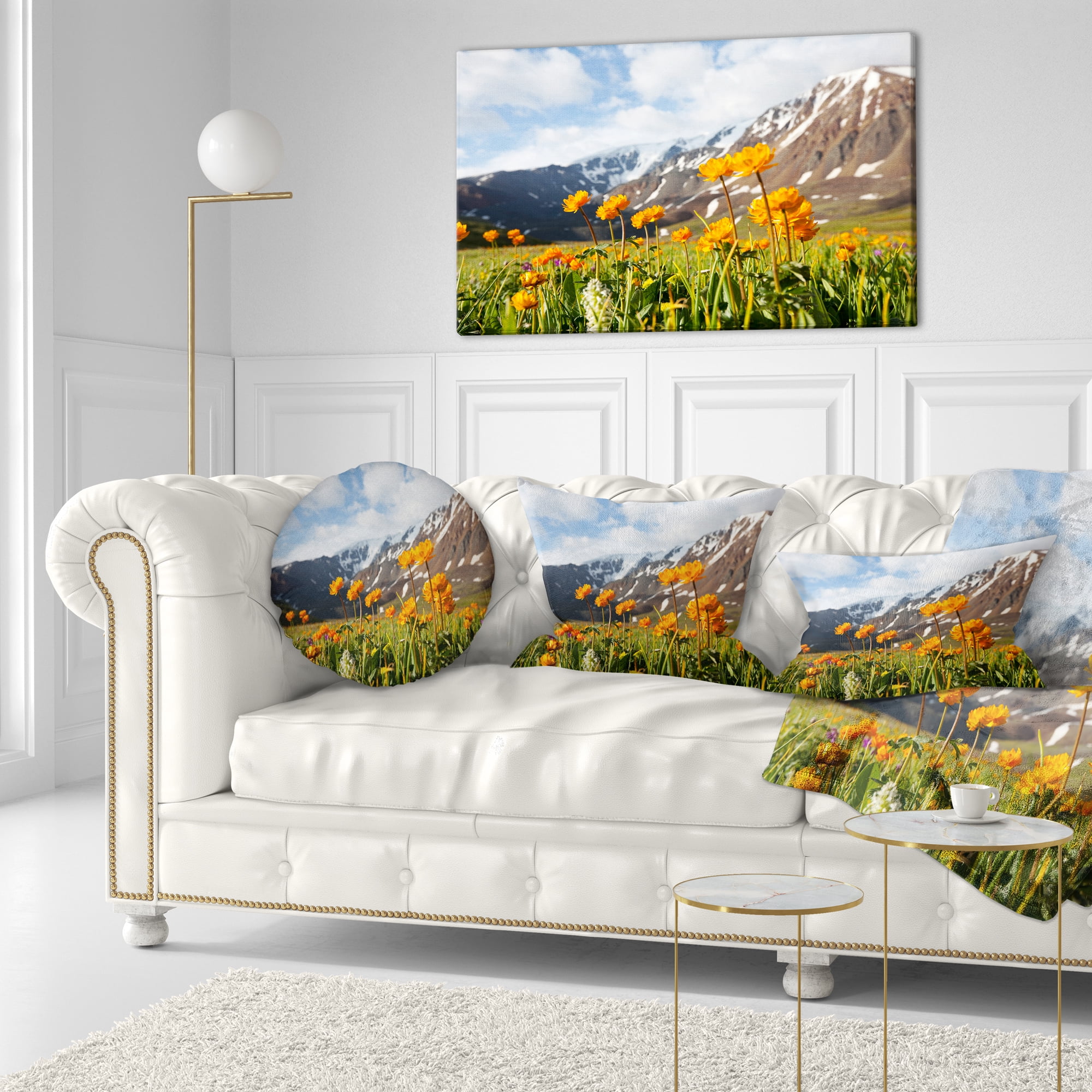 Designart 12" x 20" Yellow Polyester Throw Pillow