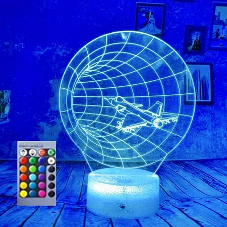 

YSTIAN 3D Plane Night Light Table Desk Optical Illusion Lamps 16 Color Changing Lights LED Table Lamp Xmas Home Love Birthday Children Kids Decor Toy Gift