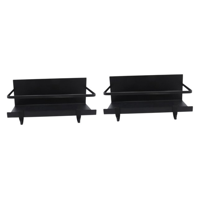 Estante de almacenamiento de especias para refrigerador, estante lateral para refrigerador, estantes multifuncionales grandes con gancho para baño y Negro
