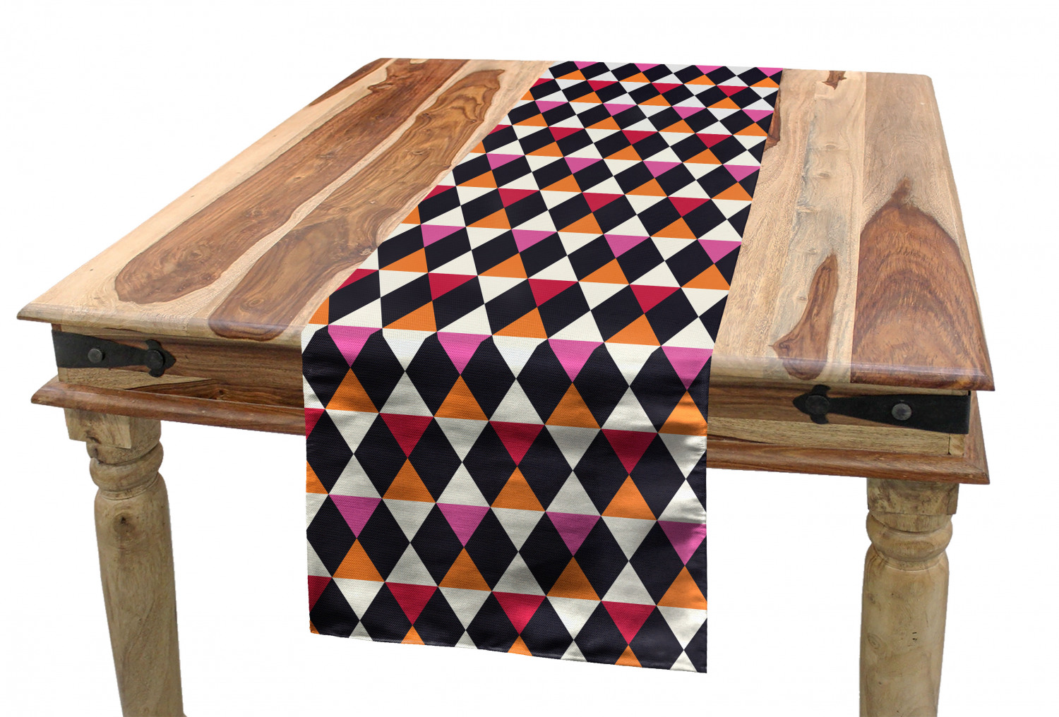 Geometric Table Runner, Rhombus Shapes with Vintage Inspired Palette