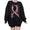 thumbnail image 2 of Fayshow0 Breast Cancer Awareness Accessories Support T-Shirt for Women Women's Round Printed Loose Fitting Sweatshirts Long Sleeve Hoodless Sweatshirts Black, 2 of 4