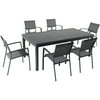 Hanover Dawson 7-Piece Dining Set with 6 Sling Chairs and an Expandable 40" x 118" Table