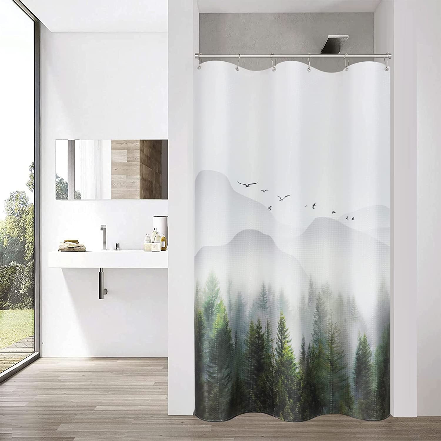 Shower Curtain Forest Rustic Shower Curtain for Bathroom Dark Green