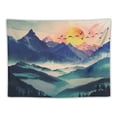 thumbnail image 5 of PRATYUS  Mountain Tapestry,  Watercolor Tapestry Nature Tapestry Tapestry Sun Sunset Tree Landscape Tapestry Mountains Teal Mountain Tapestries Lake Birds Tapestry for Bedroom Painting, 5 of 6
