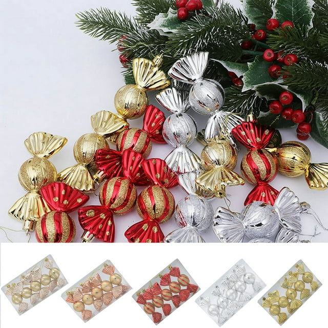 Xihbxyly Decoración Navideña de Dulces, Diseño de Dulces Coloridos con Galvanoplastia, Material Plástico Duradero, Colgante Navideño Multiusos, Decoración Festiva para Árbol o Ventana, Caja de 5 Piez