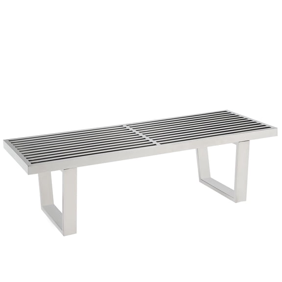 Hawthorne Collections 14" Modern Stainless Steel Bench in Silver