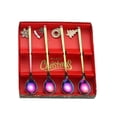 thumbnail image 4 of 4 Pieces Christmas Dining Spoon Long Handle Mirror Polished with Pendant Coffee Spoon Tableware Dinnerware Set Gift Box for Gift Party Home Colorful, 4 of 9
