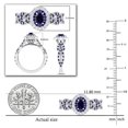 thumbnail image 5 of Dazzlingrock Collection 6X4mm Oval Blue Sapphire with Round Blue Sapphire & White Diamond Interweaving Double Halo Wedding Ring for Women in 10K White Gold, Size 8.5, 5 of 6