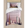 thumbnail image 1 of Polish Duvet Cover Set Twin Size, Picturesque of Warsaw Capital City Before the Sunset Srodmiescie Palace of Culture, Decorative 2 Piece Bedding Set with 1 Pillow Sham, Multicolor, by Ambesonne, 1 of 3
