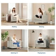 thumbnail image 3 of Fauteuil d'Appoint Moderne, Sofa Simple Compact avec Pattes Courtes et Coussin Semi-Compressé, Fauteuil Rembourré en PU pour Salon, Chambre, Appartement, 3 of 13