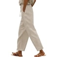thumbnail image 1 of Women's Casual Linen Pants - High Waist with Side Pockets - Spring/Summer Long Pants, 1 of 4