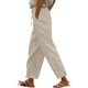 thumbnail image 1 of Pantalones casuales de lino para mujer: cintura alta con bolsillos laterales, pantalones largos para primavera/verano, 1 of 4
