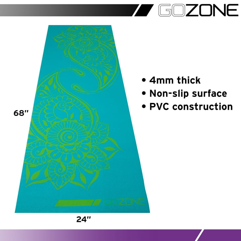 GO ZONE Multi-Purpose 4mm Yoga Mat, Teal Amulet Paisley, Non-Slip GO ZONE Multi-Purpose 4mm Yoga Mat, Teal Amulet Paisley, Non-Slip