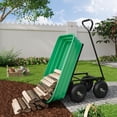 thumbnail image 5 of Dump Cart for Hauling Heavy-Duty Garden Utility Wagon with 10" All-Terrain Tires, 180° Adjustable Handle & Quick Release, for Yard, Lawn Work, Lands 1200 lbs | Green bucket + black iron handle, 5 of 6