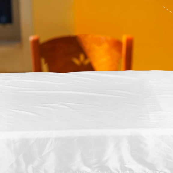IFANLANDOR White Satin Tablecloth for Wedding Rectangular Table Decoration with Stain Protection and Washable Design