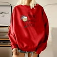 thumbnail image 4 of Pompotops Women Christmas Hat Print Loose O-Neck Long-Sleeved Fleece Oversized Sweatshirt Pullover, 4 of 7