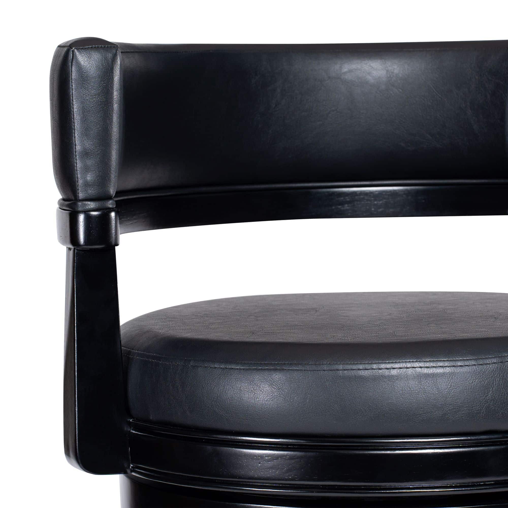 Balen Black Bar Height Swivel Stool with Rubberwood Frame