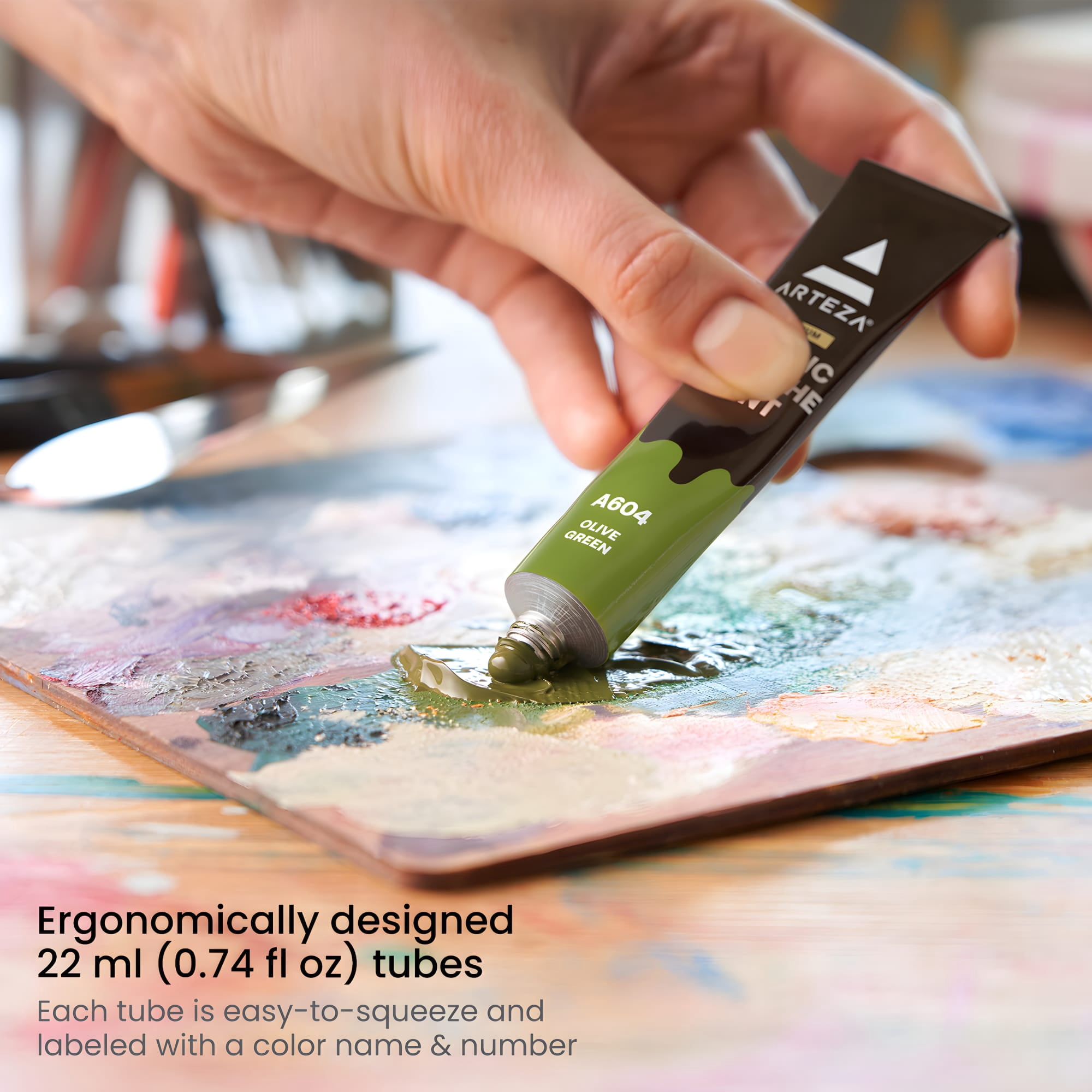 Arteza Acrylic Gouache Paint, Matte Finish, Multicolor, Set of 36, 22 mL