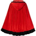 thumbnail image 5 of UTSJKR Women Ruffle Trim Velvet Hooded Cape, Satin Bow Front Cloak, Fairytale Outer Robe for Little Red Riding Hood Halloween Cosplay Costume Wine M, 5 of 8