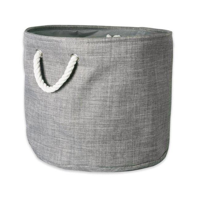 Design Imports CAMZ37081 15 x 16 x 16 in. Variegated Round Polyester Storage Bin, Grey - Large
