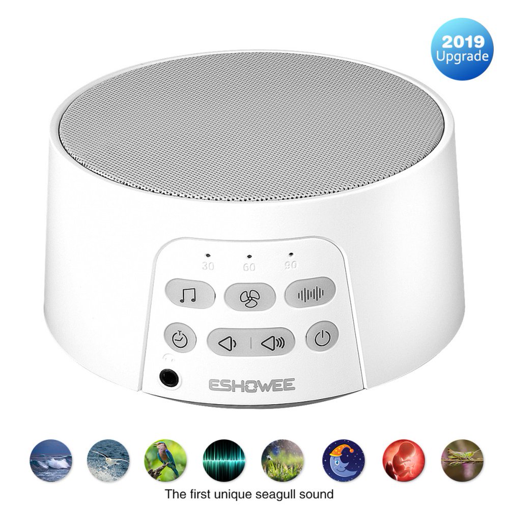 Luxsea Sound Machine & Night Light Rechargeable White Noise Machine with 24 Soothing Sounds for